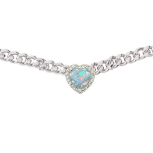 Loves Frequency™ Mini Blue Fire Opal Silver Plated Heart Necklace BLOOMTINE | Earth Angel HQ