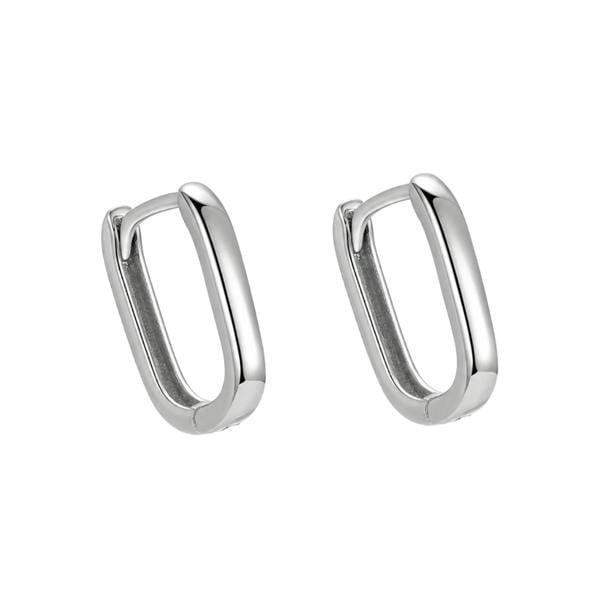 Serafina Sydney Earrings - 925 Sterling Silver Geometric Rectangular Hoop Earrings