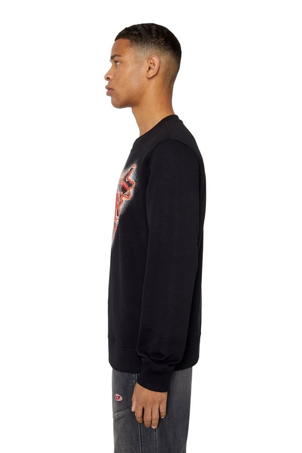 Diesel Peel Effect Logo Black Sweatshirt - Black