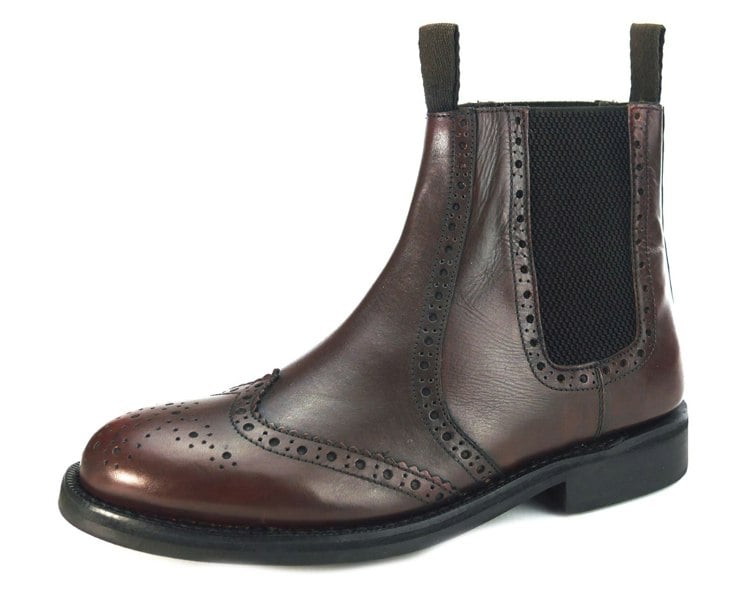 Frank James Benchgrade Evesham Leather Welted Chelsea Brogue Dealer Boots Rubber Sole