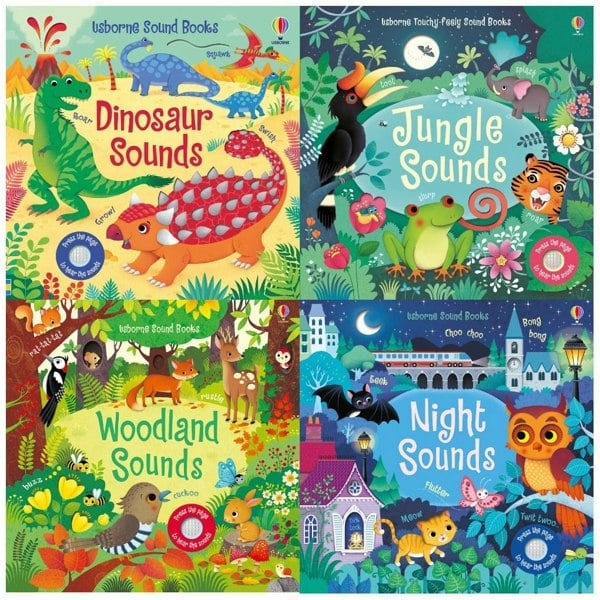 Sound Books Series 1 Collection 4 Books Set Jungle, Dinosaur, Woodland, Night