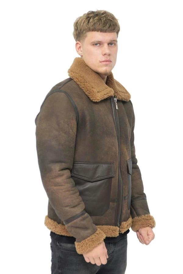 Infinity Leather Mens Antique B3 Sheepskin Jacket-Aviles