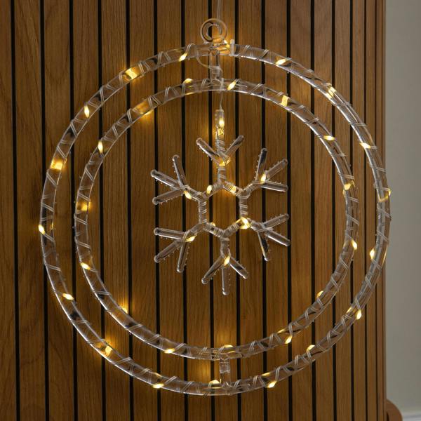 Samuel Alexander 34cm Light Up Christmas Snowflake Ring with Warm White LEDs