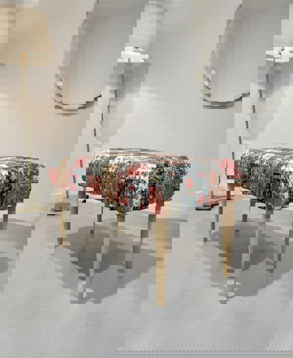 ISTOOLS Premium Printed Pattern Fabric Footstool Ottoman – Multi-Functional Pouffe Footrest & Table