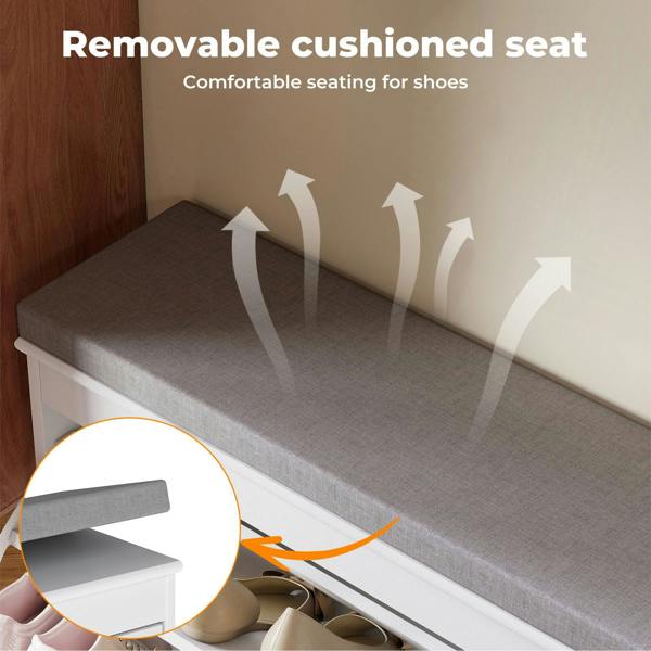 Levede Slim Shoe Storage Cabinet White Hallway Shoe Bench Organiser Unit 75cm