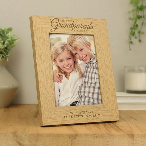 Personalised Memento Company Personalised 'The Best Grandparents' 5x7 Oak Finish Photo Frame