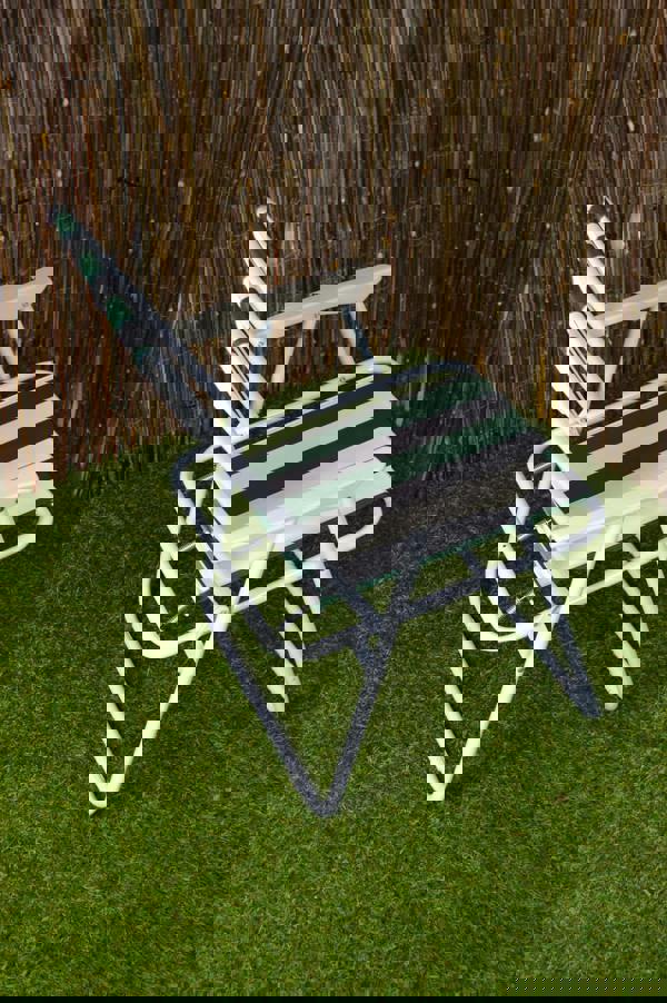 Samuel Alexander Green & White Striped Lightweight Folding Camping / Picnic / Garden Chair