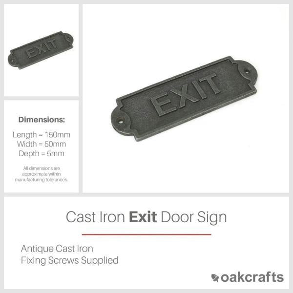 Antique Cast Iron Exit Door Sign/Plaque - 150mm