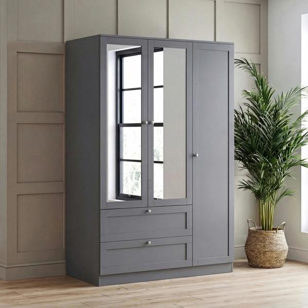 Vida Designs Altino 3 Door 2 Drawer Mirrored Wardrobe