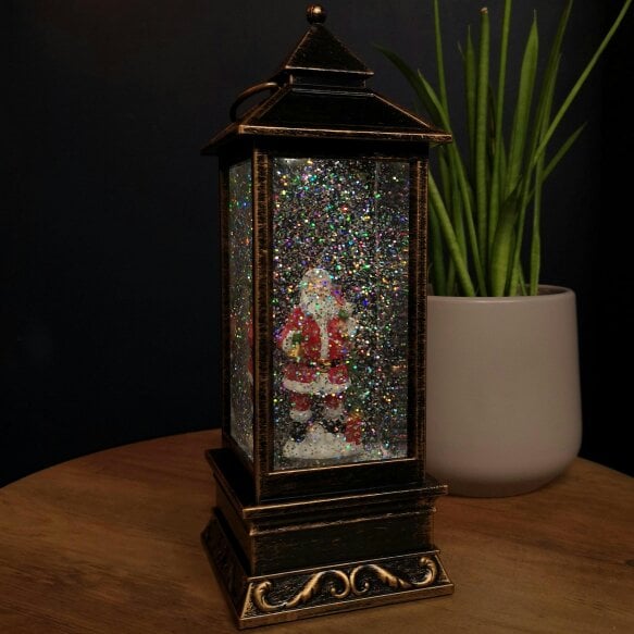 Samuel Alexander 28cm Battery Operated Light up SnowSwirl Santa Christmas Lantern Decoration