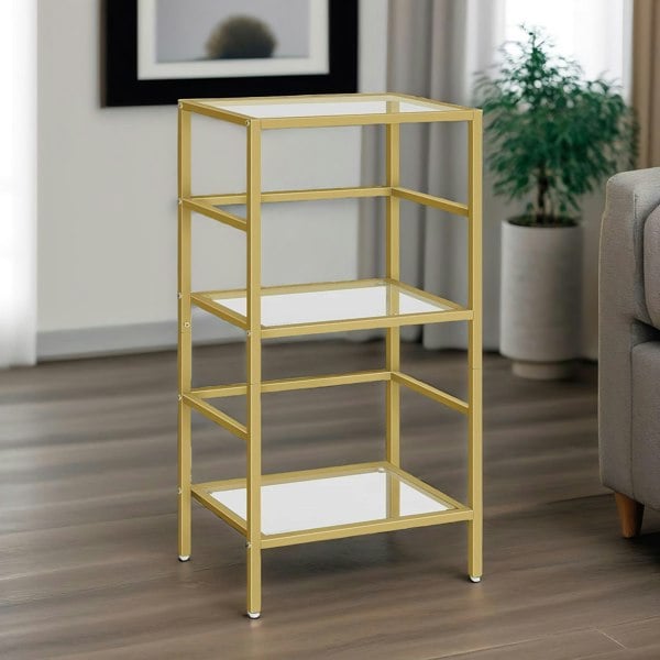 Rafaelo Mobilia Gold Glass 3 Tier Side Table