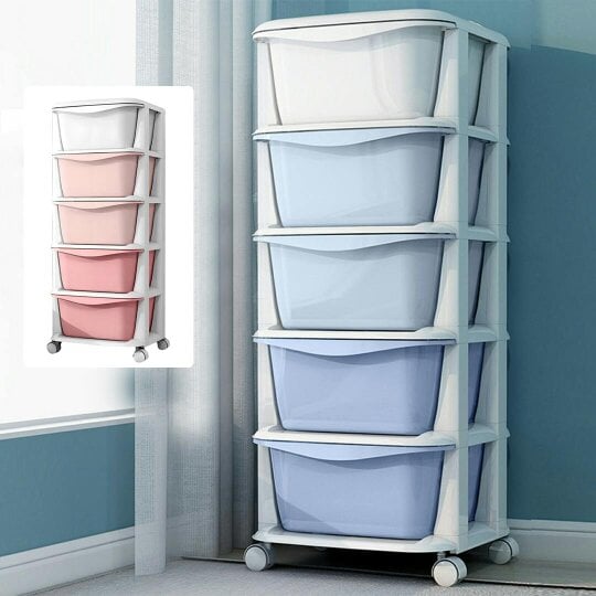 Havendro 5TIER PLASTIC STORAGE DRAWERS TOWER W/ WHEELS TROLLEY UNIT HOME OFFICE