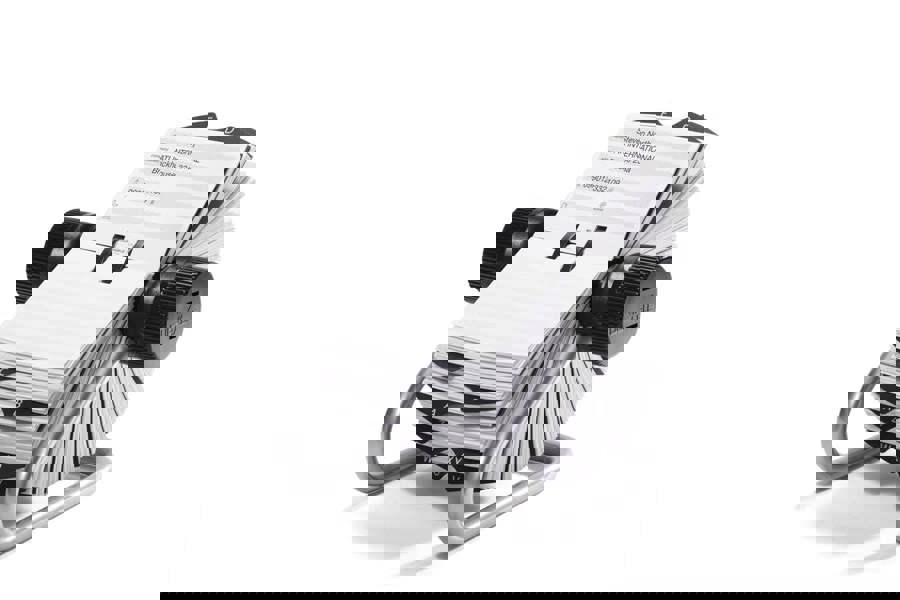 Durable TELINDEX Rotary Address Card Holder | 500 Cards & A-Z Index | Silver