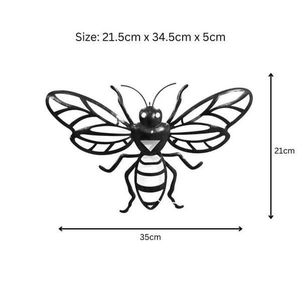 EDH Door Hardware Bee Solar Backlit Wall Art – 21.5 x 34.5 CM | Solar-Powered Metal LED Wall Décor | Weatherproof Honeybee Garden Art for Patio