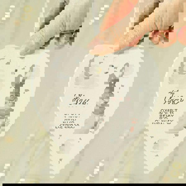 Personalised Memento Company Personalised Baby Bunny Wooden Heart Decoration