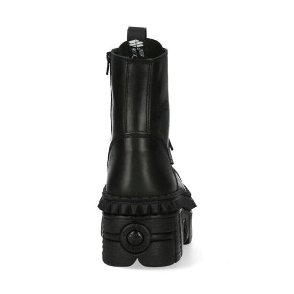 New Rock Black Leather Boots-WALL083CCT-S6