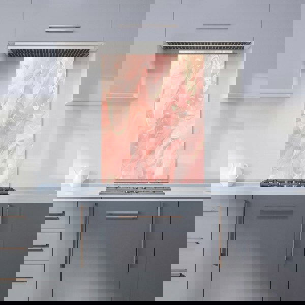 Warren Reed - Designer Salmon Pink Hearts Marble Effect Kitchen Splashback