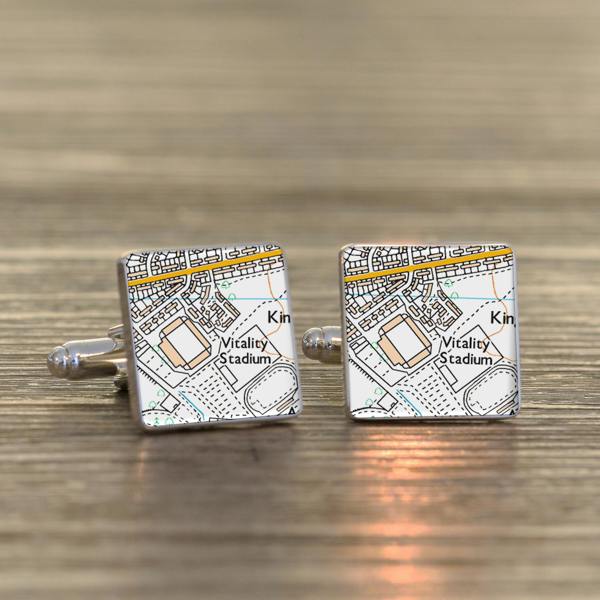 Wear your heart on your sleeve—literally! Personalise these map cufflinks with any UK or world football stadium. The ultimate gift for a devoted fan. Fast UK delivery.