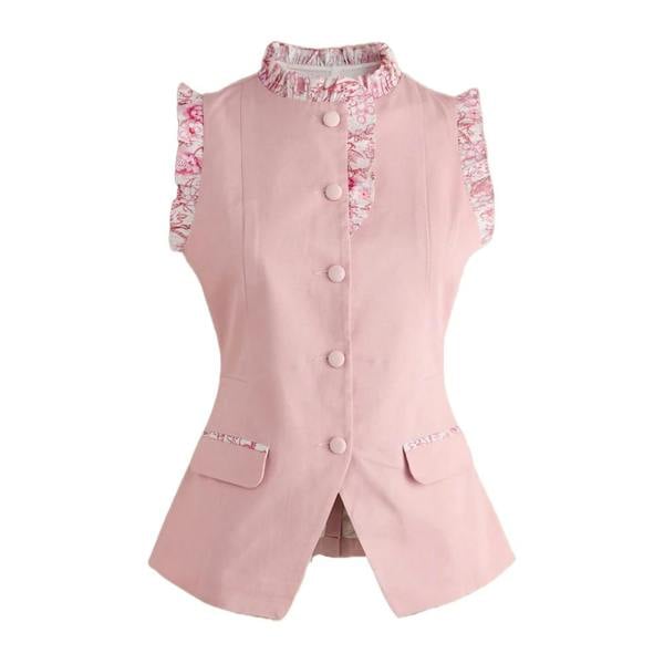 Cath Kidston Womens/Ladies Contrast Cotton Ruffle Neck Waistcoat - Pink - 
