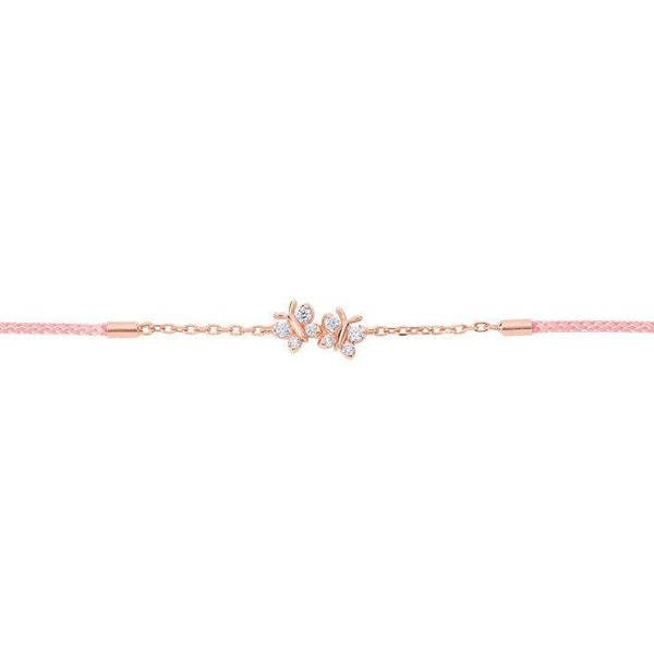 Enchanting Flutterfly™ Rose Gold Vermeil Silk Cord Butterfly Bracelet BLOOMTINE | Earth Angel HQ