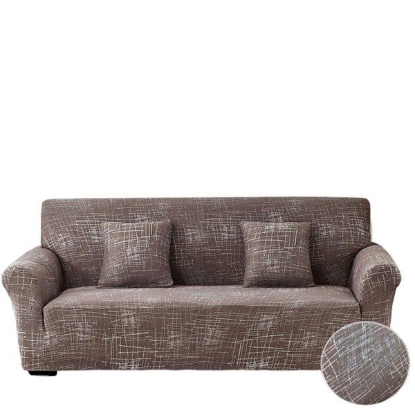 Anyhouz Anyseat 4 Seater Sofa Cover Rustic Brown Style and Protection For Living Room Sofa Chair Elastic Stretchable Slipcover