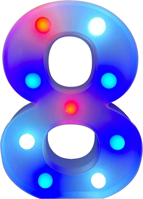 St Helens Battery Operated RGB Number With Remote Control Number 8