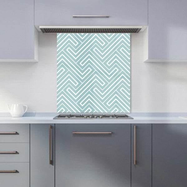 Warren Reed - Designer Blue And White Geometric Pattern Kitchen Splashback