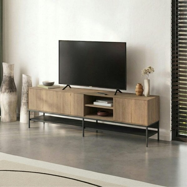 Decortie Amira 180cm Modern TV Stand, Entertainment Centre with Metal Legs & Push-to-Open Doors