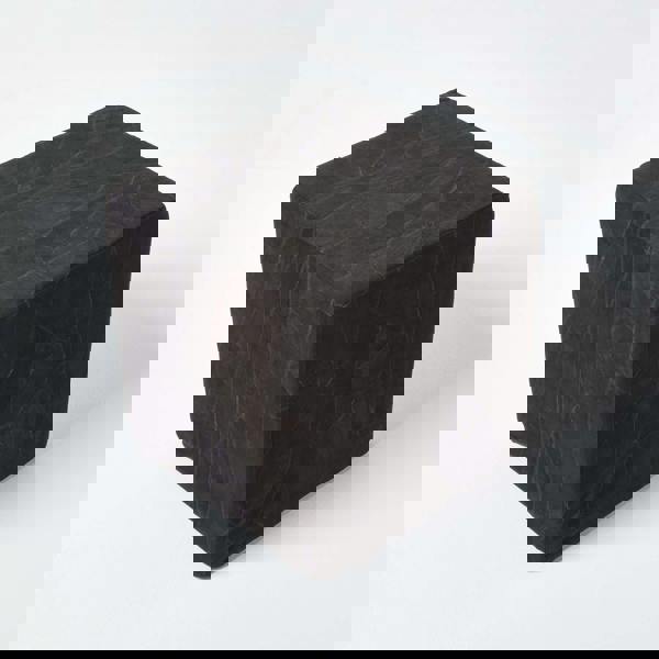 HOMESCAPES Black Leather and Suede Patchwork Cube Pouffe - 36 x 36 x 38 cm