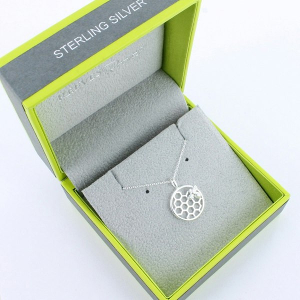 Sterling Silver Bee and Honeycomb Necklace - Reeves & Reeves