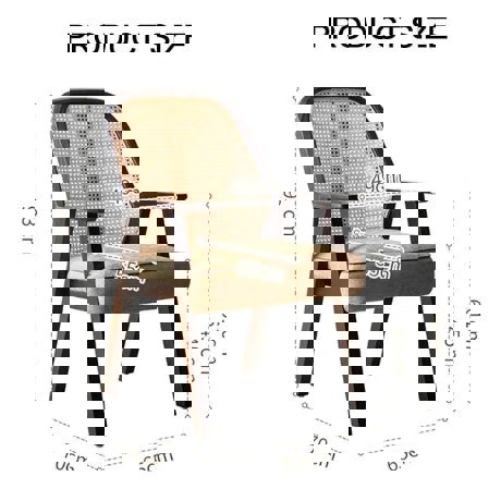 Hellen Rattan Dining Chair, Ash Wood & Cotton Linen-Rit Concept-Rit Concept