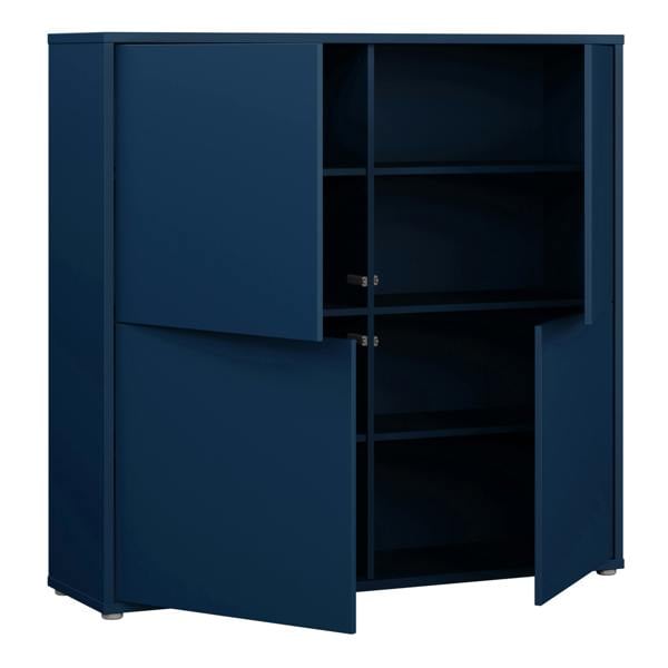 Furniture To Go Alice Springs 4 Door Large Storage Cabinet with Push-to-Open Doors in Night Blue