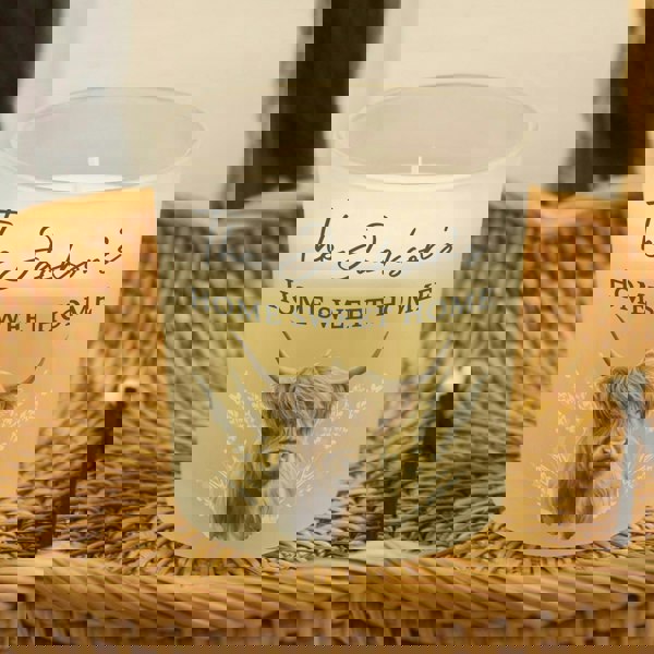 Personalised Memento Company Personalised Highland Cow Frosted Glass Candle