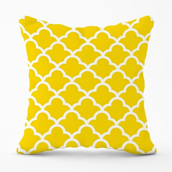 Warren Reed Geometric Yellow Quatrefoil Wave Cushions