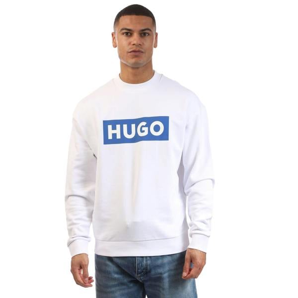 Hugo Mens Niero Logo Crew Neck Sweatshirt - White - 