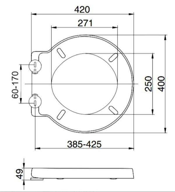 RTS Top Fix Round Soft Close Toilet Seat 400x420mm
