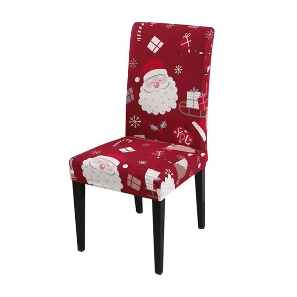 Anyseat Maroon Big Santa Head Elastic Chair Cover for Dining Room