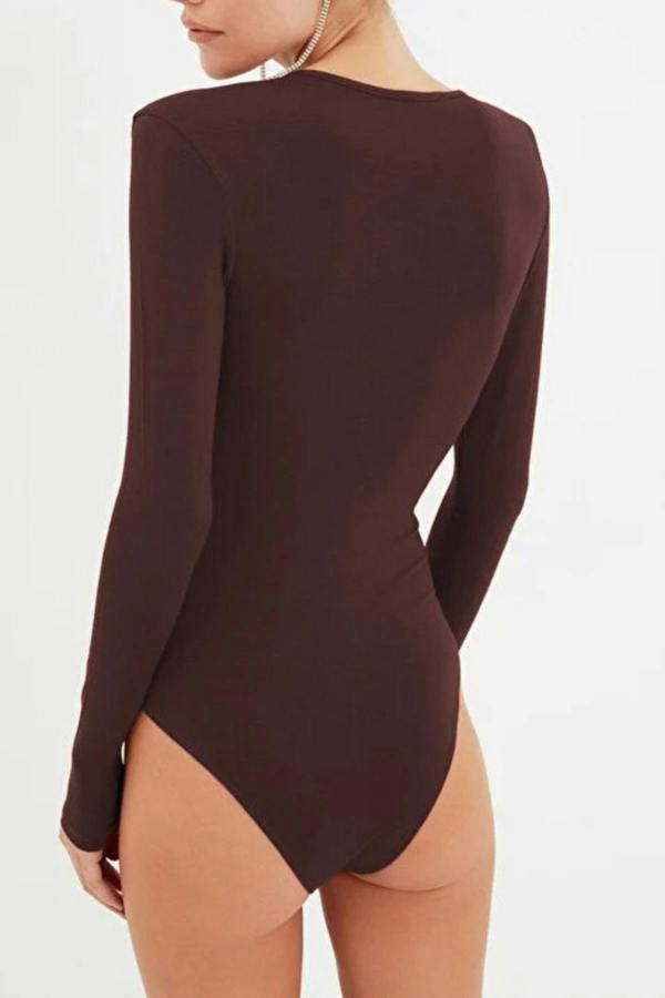 WOVCOR Deep V-Neck Knit Bodysuit