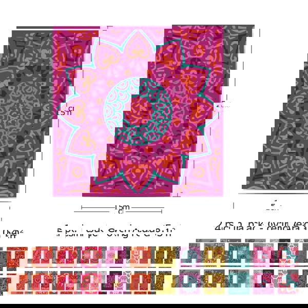 WT1509 - Colourful Mandala Tiles Wall Stickers - 15 cm x 15 cm - 24 pcs.