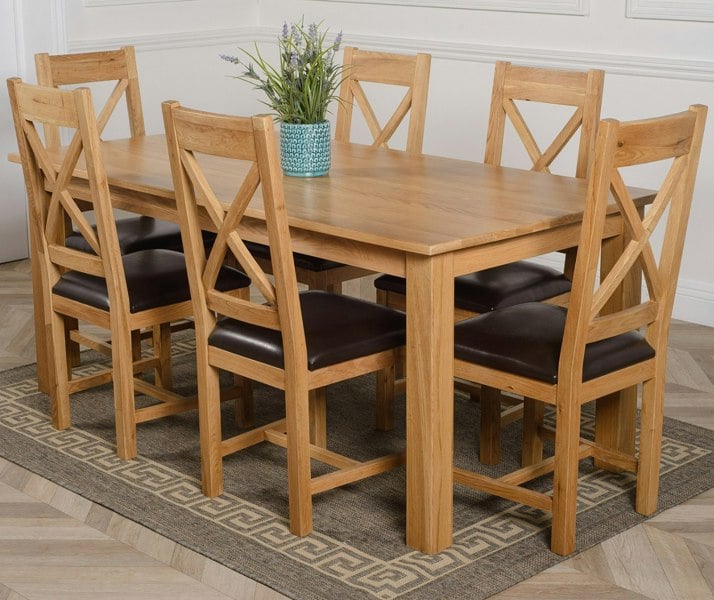 That's Furniture Oslo 180 x 90cm Large Oak Dining Set with Berkeley Oak Chairs