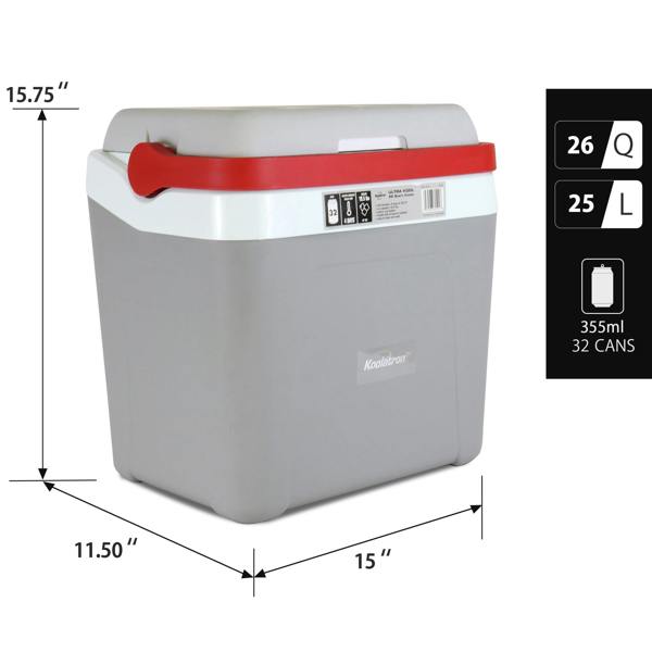Koolatron Portable Cool Box 25L Mini Ice Chest Cooler Carry Handle for Camping Beach Fishing Travel RV