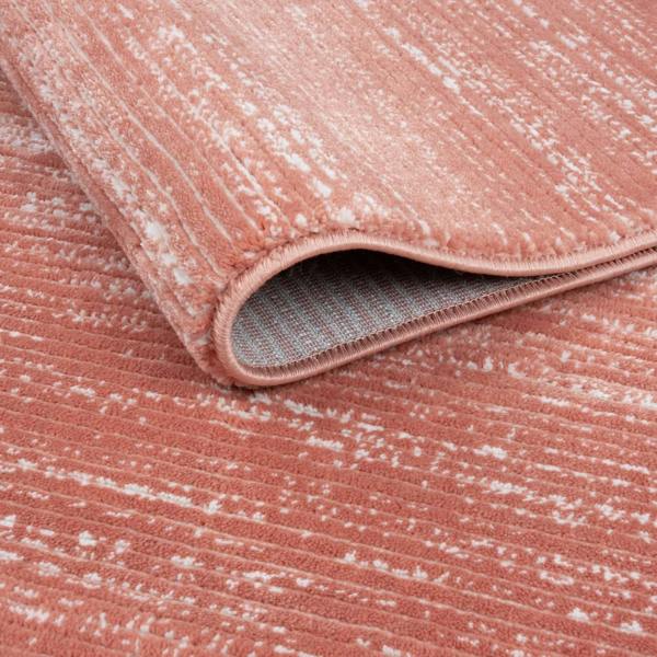 Carmel terra striped design rug, non-shedding, soft pile, cotton backing, machine-made rug.