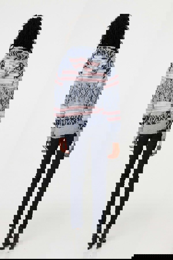 Grey | Ikat Print Relaxed Hooded Sweatshirt
