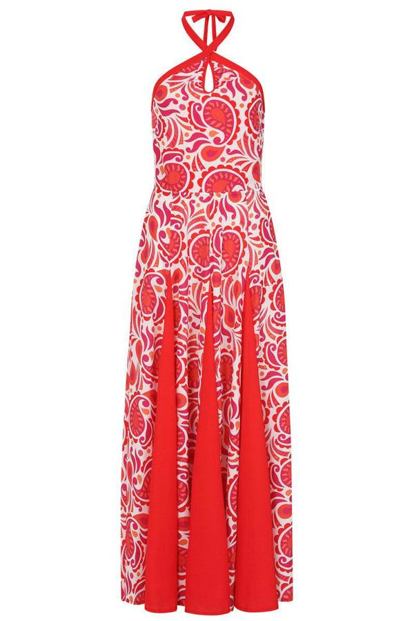 HotSquash Halter Neck Maxi Dress with Contrast Panels