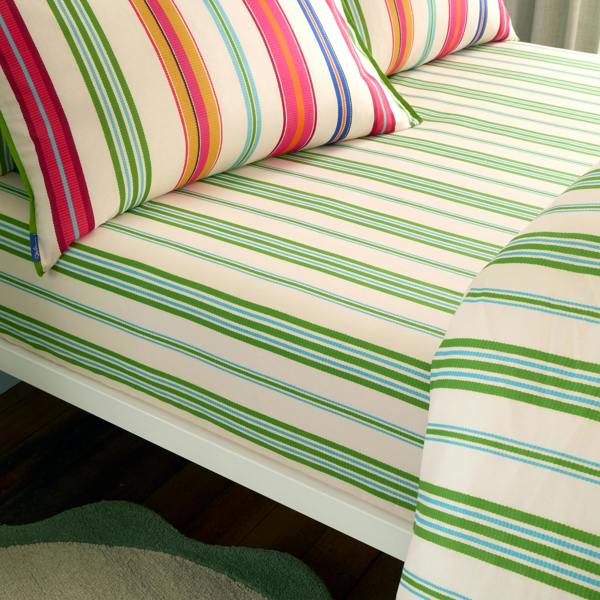 Sophie Robinson Sophie Stripe 100% Cotton Fitted Sheet Green