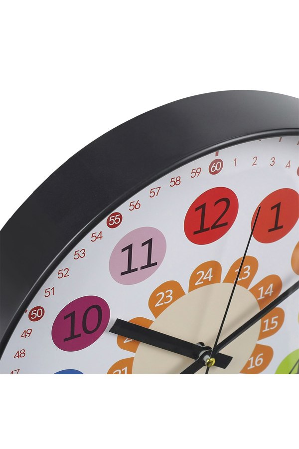 Living and Home 12 Inch Rainbow Color Arabic Numeral Wall Clock for Teaching