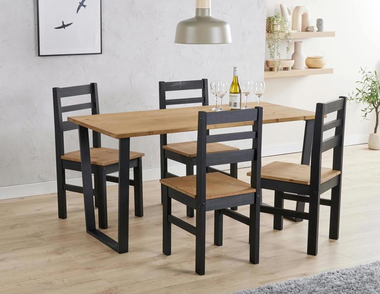 Core Products Texas 5-Piece Dining Set, Table & 4 Chairs, Industrial Design
