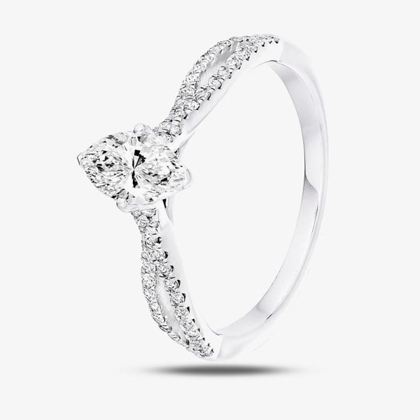 T. H. Baker Platinum Split-Shoulder Marquise Diamond Engagement Ring (M) ENG6172