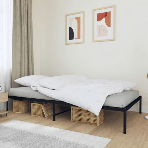 Berkfield Metal Bed Frame Black 107x203 cm