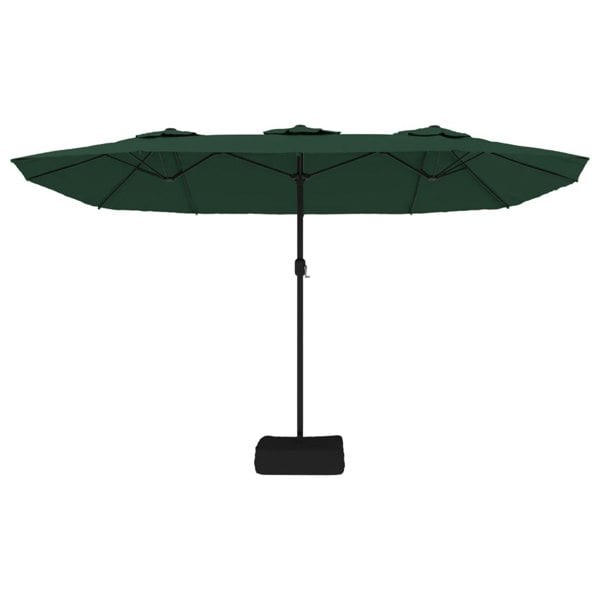 Berkfield Double-Head Parasol with LEDs Green 449x245 cm